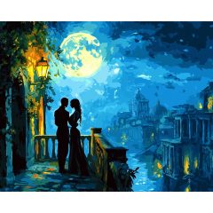 Szerelem a Holdfényben - Számfestő készlet kereten 40x50
