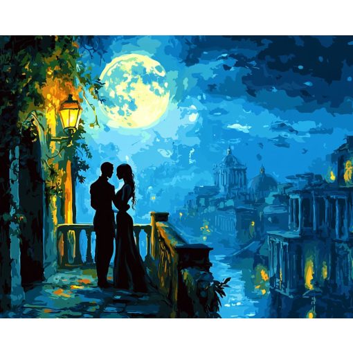 Szerelem a Holdfényben - Számfestő készlet kereten 40x50