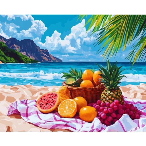 Trópusi lakoma - Számfestő készlet kereten 40x50