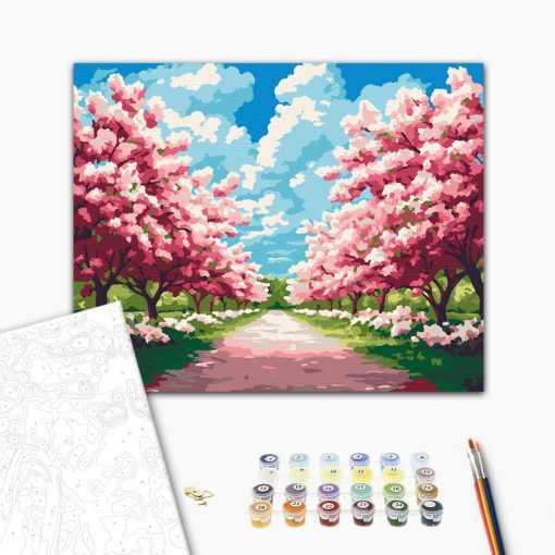 Cseresznyevirág sétány - Számfestő készlet kereten 40x50