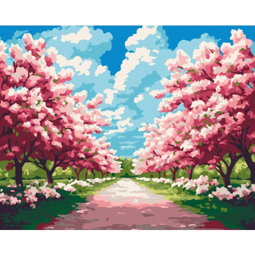 Cseresznyevirág sétány - Számfestő készlet kereten 40x50