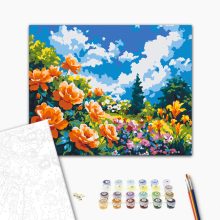 Nyári virágoskert - Számfestő készlet kereten 40x50