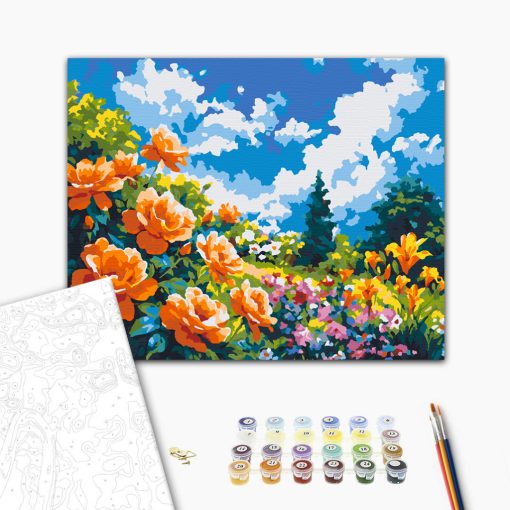Nyári virágoskert - Számfestő készlet kereten 40x50
