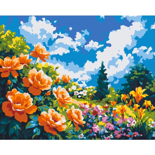 Nyári virágoskert - Számfestő készlet kereten 40x50