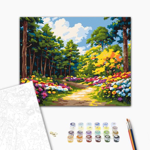 Virágzó ösvény - Számfestő készlet kereten 40x50