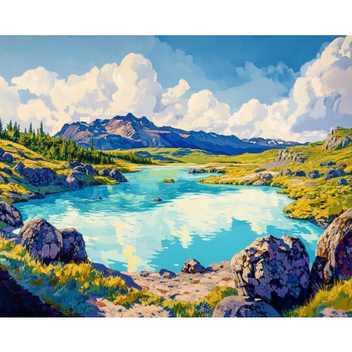 Kék lagúna - Számfestő készlet kereten 40x50