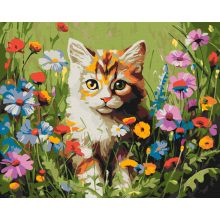 Botanikus macska - Számfestő készlet kereten 40x50