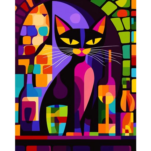 Koktél és bajusz - Számfestő készlet kereten 40x50