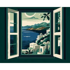 Ablak a tengerre 1 - Számfestő készlet kereten 40x50