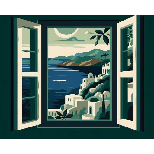 Ablak a tengerre 1 - Számfestő készlet kereten 40x50