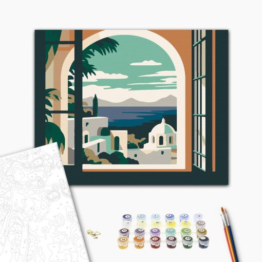 Ablak a tengerre 2- Számfestő készlet kereten 40x50