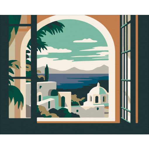 Ablak a tengerre 2- Számfestő készlet kereten 40x50