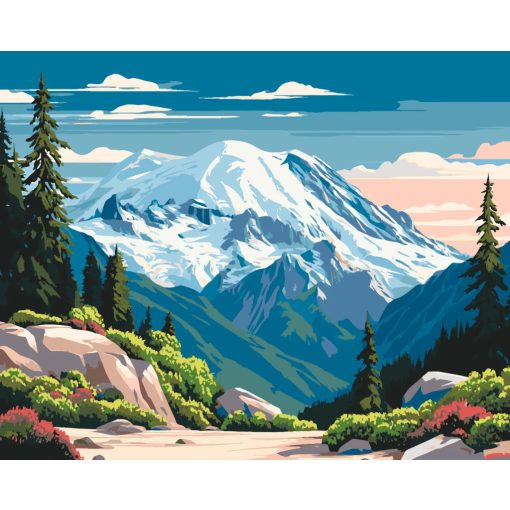 Washington - Mount Rainier - Számfestő készlet kereten 40x50