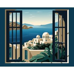 Ablak a tengerre 3 - Számfestő készlet kereten 40x50