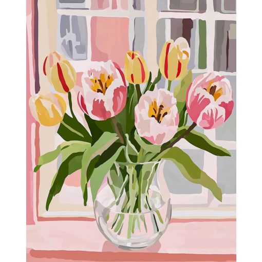 Tulipános reggel - Számfestő készlet kereten 40x50