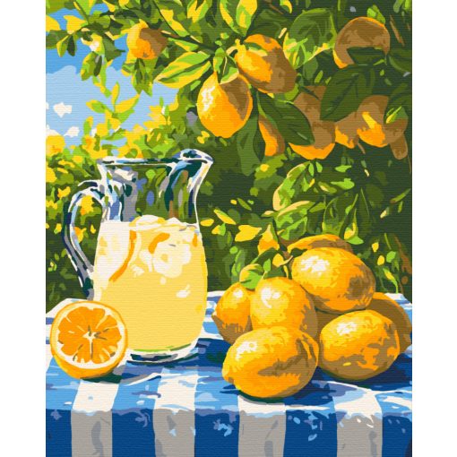 Napérlelte citromok - Számfestő készlet kereten 40x50