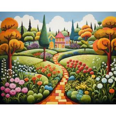 Absztrakt kert 1 - Számfestő készlet kereten 40x50