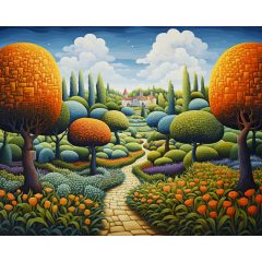 Absztrakt kert 3- Számfestő készlet kereten 40x50