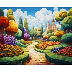 Absztrakt kert 4 - Számfestő készlet kereten 40x50