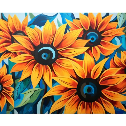 Napraforgó esszencia - Számfestő készlet kereten 40x50