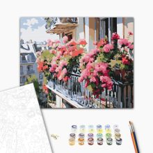 Virágzó erkély - Számfestő készlet kereten 40x50