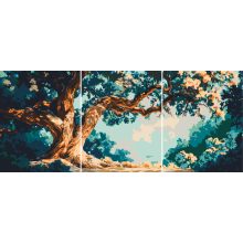 Mystischer Baum 1 - 3-teiliges Malen-nach-Zahlen-Set auf Leinwand