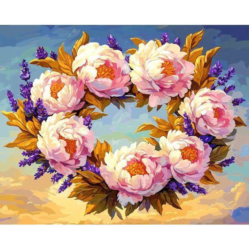 Virágkorona - Számfestő készlet kereten 40x50