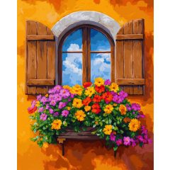 Virágzó ablak - Számfestő készlet kereten 40x50