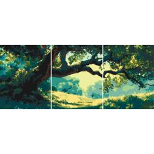 Mystischer Baum 2 - 3-teiliges Malen-nach-Zahlen-Set auf Leinwand
