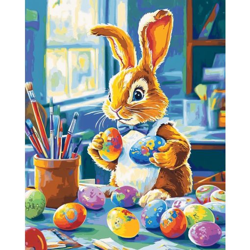 Nyuszi leckék - Számfestő készlet kereten 40x50