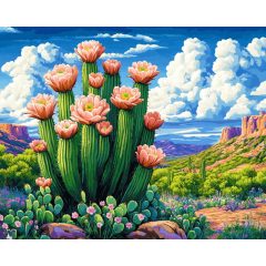 Kaktuszvirág - Számfestő készlet kereten 40x50