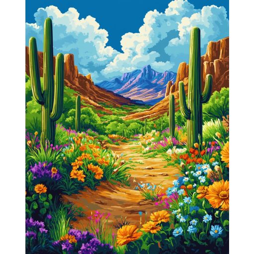 Sivatagi virágzás - Számfestő készlet kereten 40x50