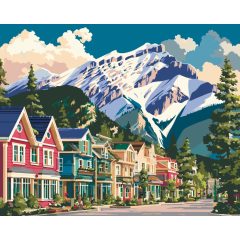 Hegyi kisváros - Számfestő készlet kereten 40x50