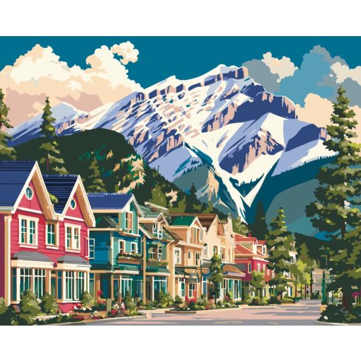 Hegyi kisváros - Számfestő készlet kereten 40x50