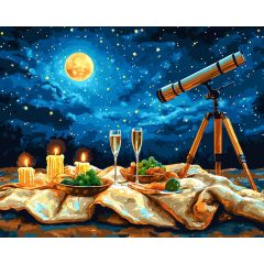 Holdfényes vacsora - Számfestő készlet kereten 40x50