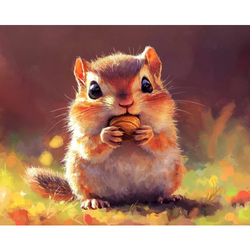 A mókus lakomája - Számfestő készlet kereten 40x50