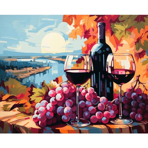 Bor és naplemente - Számfestő készlet kereten 40x50