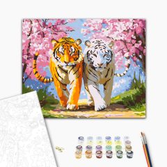   Tavasz a tigrisek földjén - Számfestő készlet kereten 40x50
