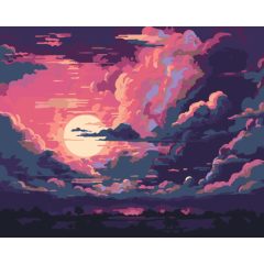 Felhős éjszaka - Számfestő készlet kereten 40x50