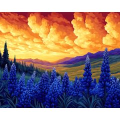 Felhős csillagfürt - Számfestő készlet kereten 40x50