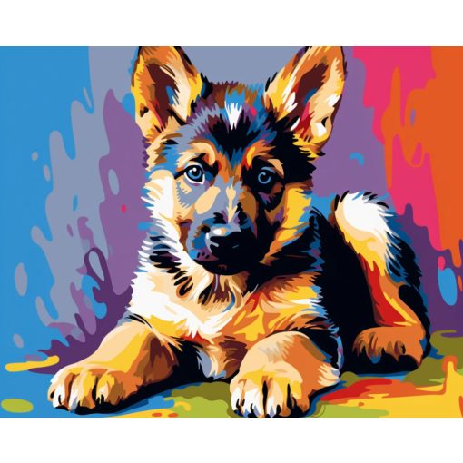 Pop-art juhászkutya - Számfestő készlet kereten 40x50