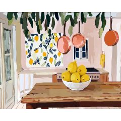 Citromos reggel - Számfestő készlet kereten 40x50