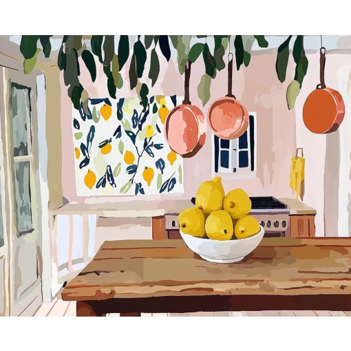Citromos reggel - Számfestő készlet kereten 40x50