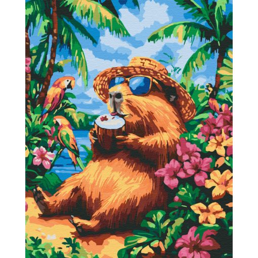 Sommerkapiabara - Malen-nach-Zahlen-Set auf Keilrahmen 40x50