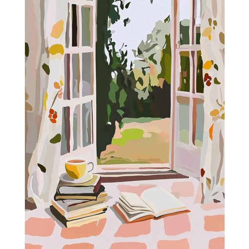 Hangulatos ablak - Számfestő készlet kereten 40x50