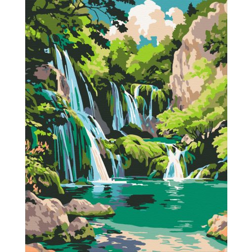 Plitvicei-tavak - Számfestő készlet kereten 40x50