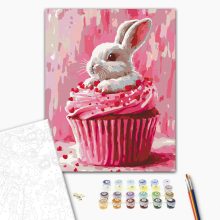 Cupcake nyuszi - Számfestő készlet kereten 40x50