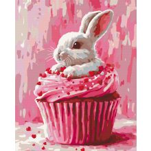 Cupcake nyuszi - Számfestő készlet kereten 40x50