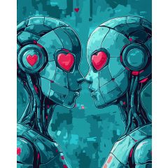 Cyber ​​szerelem - Számfestő készlet kereten 40x50