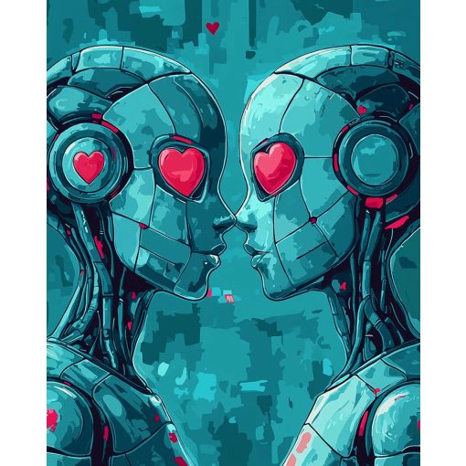 Cyber ​​szerelem - Számfestő készlet kereten 40x50